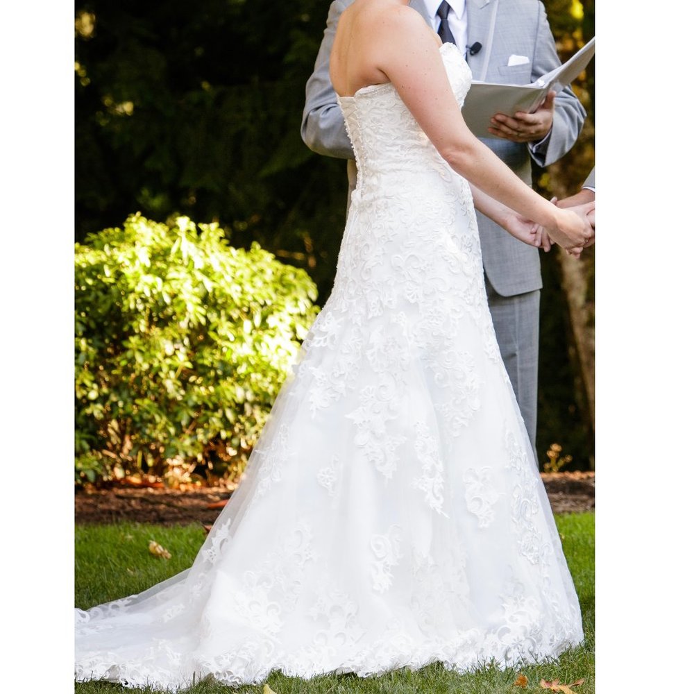 Kenneth Winston Strapless Lace A-line Wedding Gown